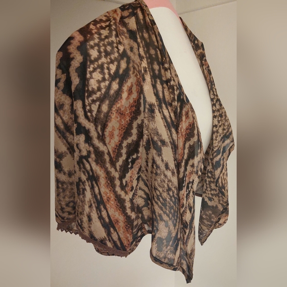 Sheer Shoulder Cover Cropped Cardigan - Picture 5 of 7